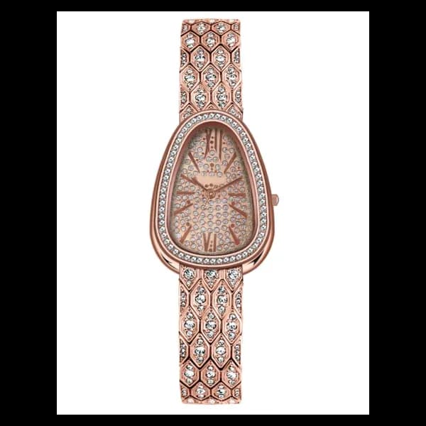 Fashion New Style Snake Shaped Crystal Women Watch - Rose Gold