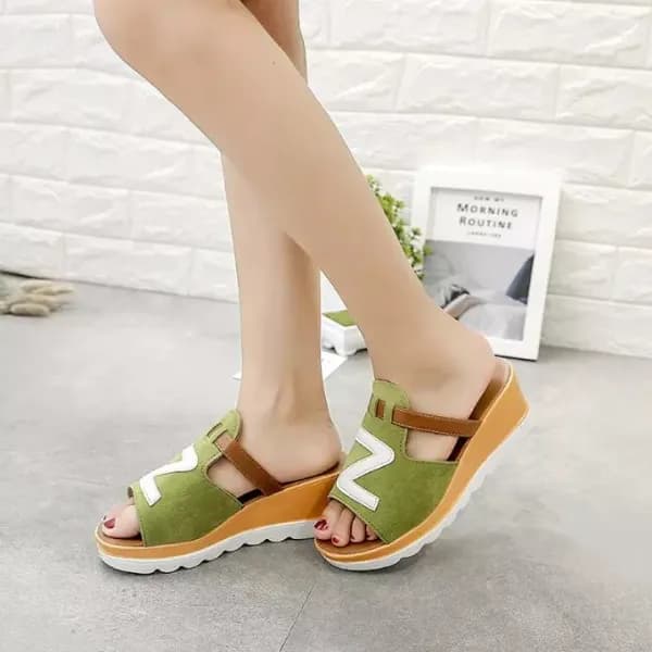 Women Loafers Non Slip Thick Bottom Fashion Wedge Sandals Eu 39 - Green