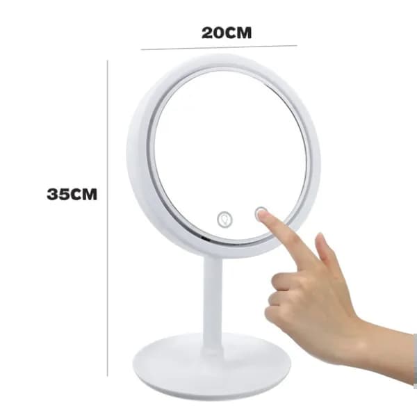 Generic 3 In 1 Led Rotatable Dimmable Makeup Mirror With Fan Usb Charging Selfie Ring Light - White