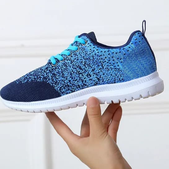 Fashion Breathable Walking Flat Sneakers Eu 36 For Women - Blue(Ja140)