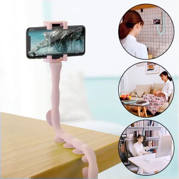 Generic Cute Mobile Phone Holder With Flexible Rubber Octopus And Degree Rotatable Suction Cup