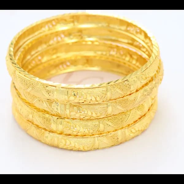 Set Of 4 Pieces Large Sized Bangles For Women - Gold