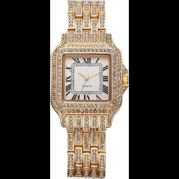 Luxury Women Watch Full Rhinestone Ladies Wrist Watch Relogio Feminino - Gold