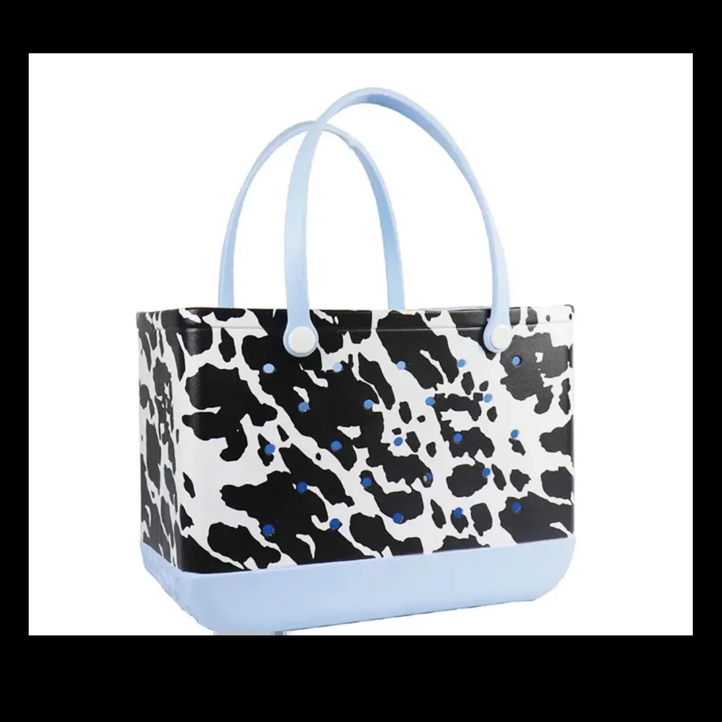 Eva Waterproof Beach Tote Bag - Cow Blue