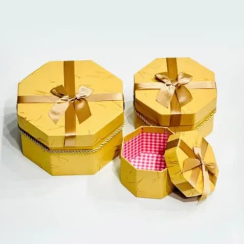 Brown Octagon Gift Box (3 Pcs)