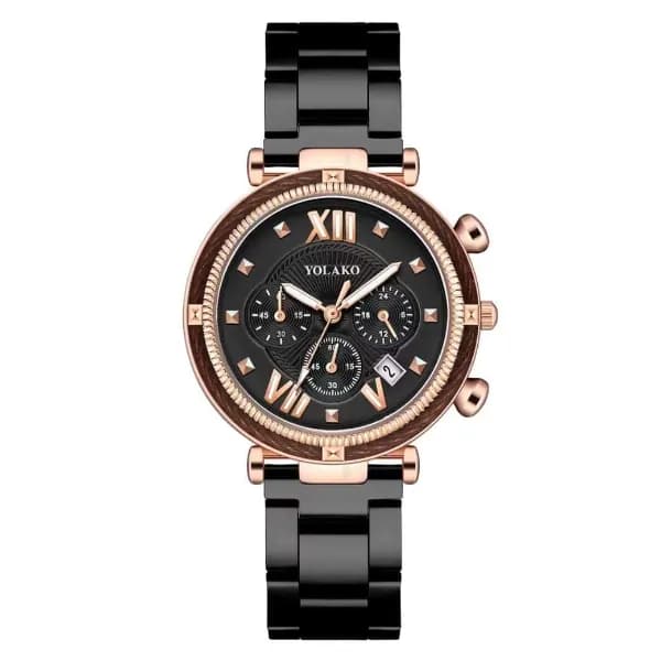 Starry Sky Analog Watch With Stainless Steel Strap For Women - Black