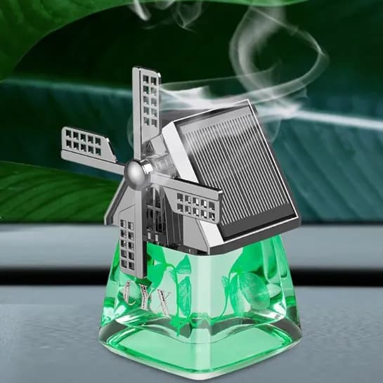 Windmill Solar Rotating Aroma Car Air Freshener Diffuser With Essential Liquid