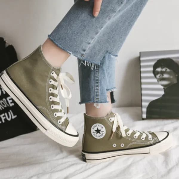 Classical High Top Eu 35 Canvas Sneakers - Green