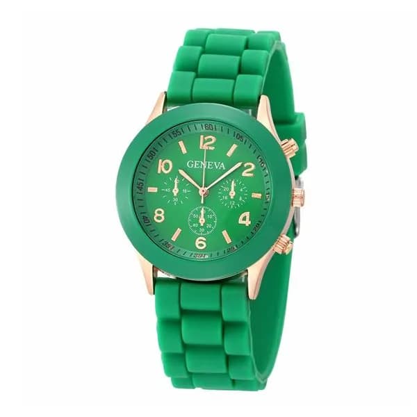 Geneva Silicone Band Woman Watch - Green