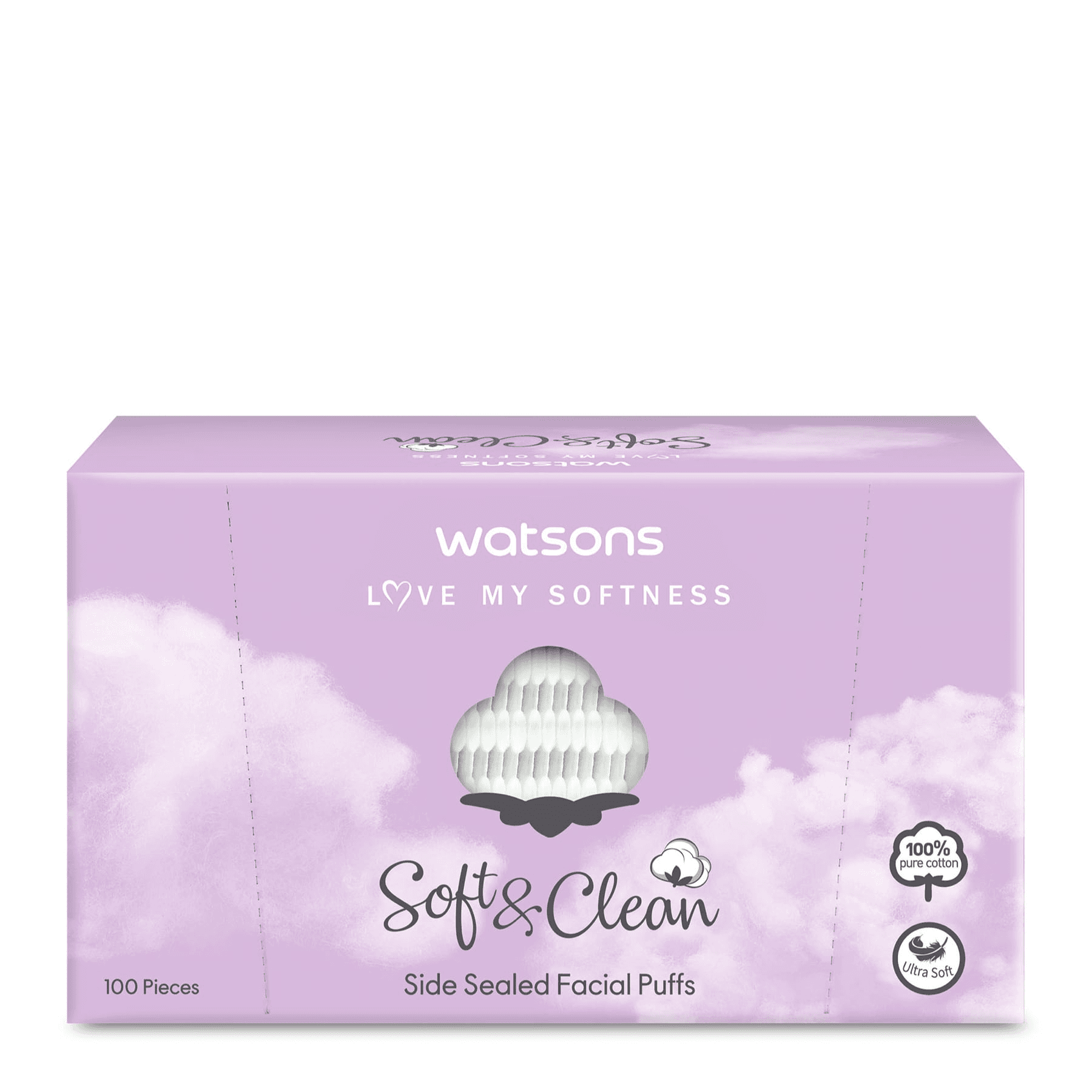 Watsons Side Sealed Facial Puffs 100Pcs