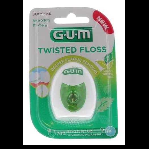 Gum Twisted Waxed  Floss 30M Minty Green Tea