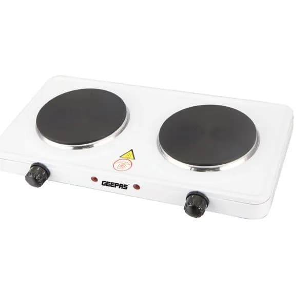 Geepas Ghp32014 Electric Double Hotplate With Auto Thermostat - White