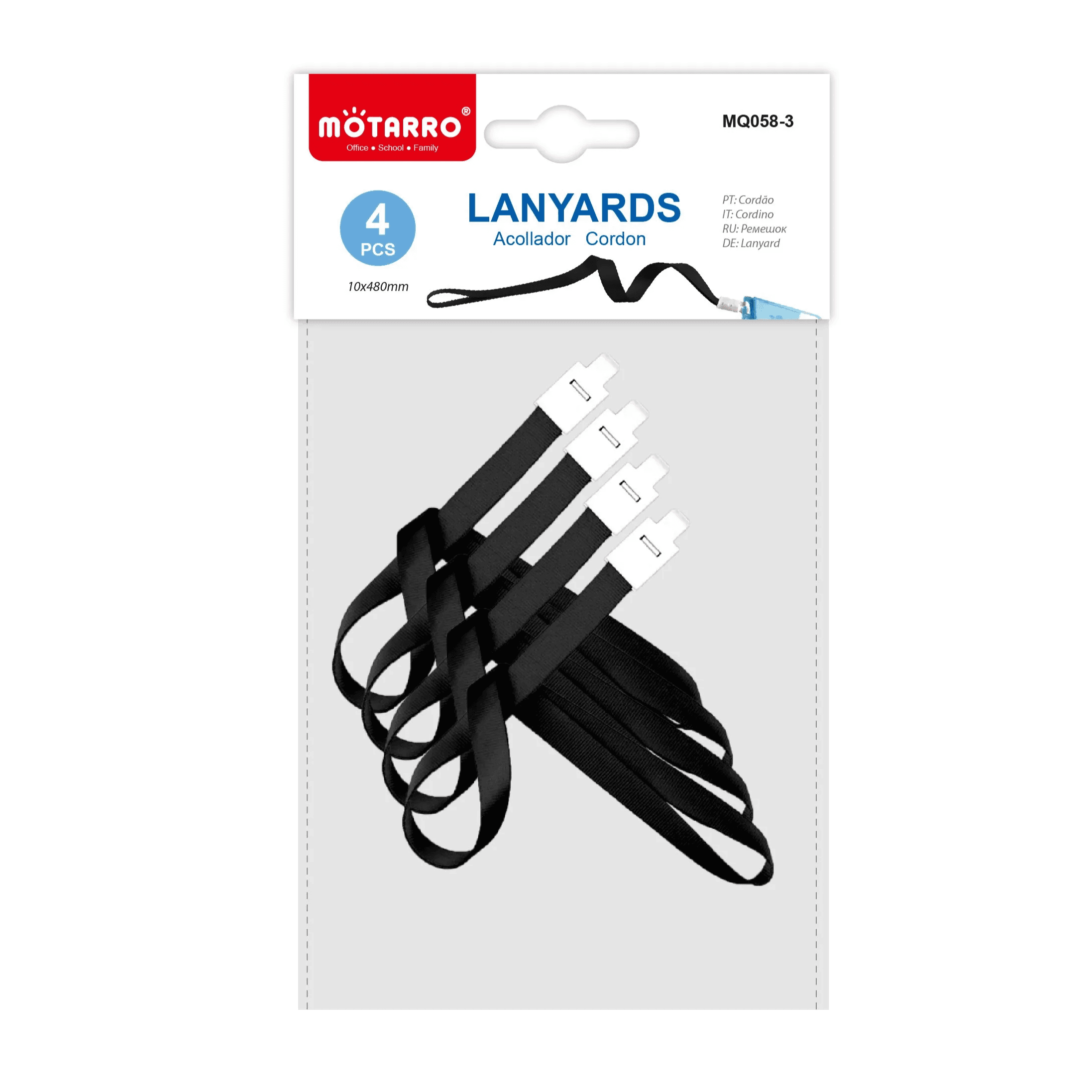 Lanyards 48Cm Blister of 4Pcs, Black