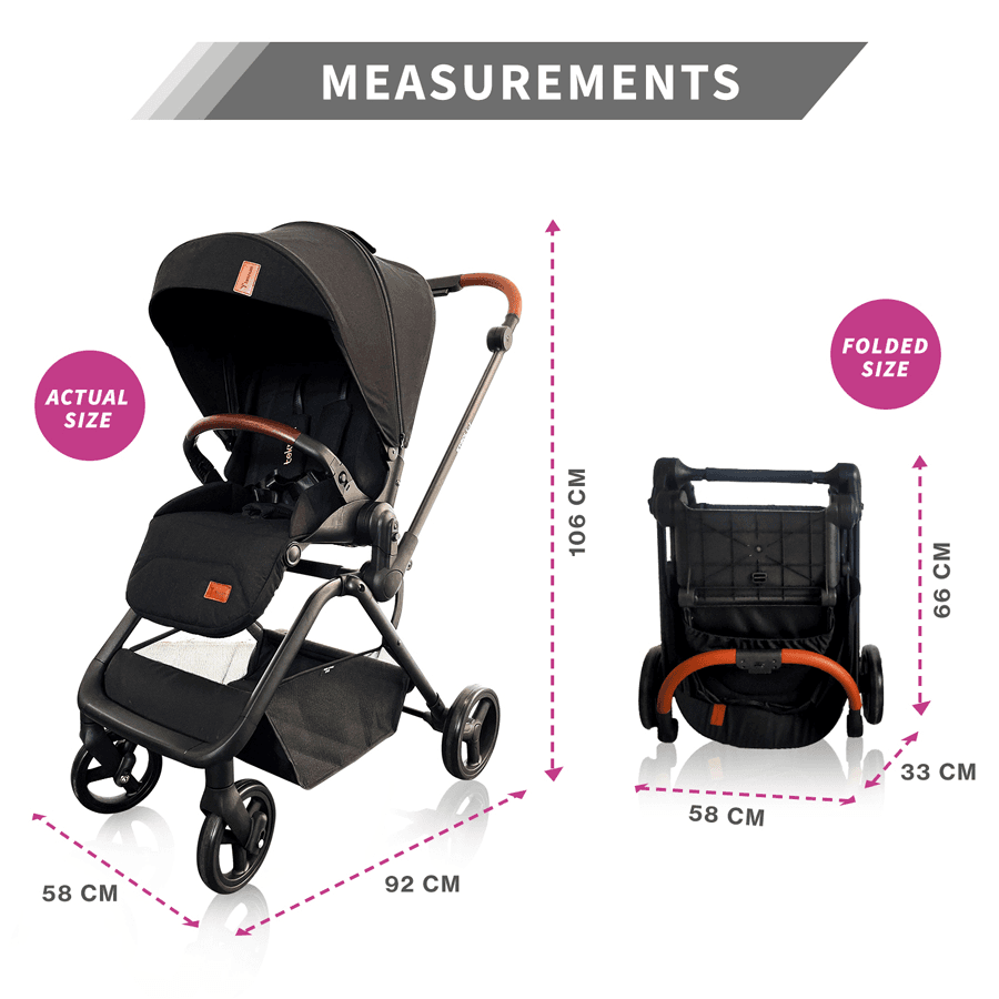 Teknum Stroll -1 Reversible Travel Stroller (Black)