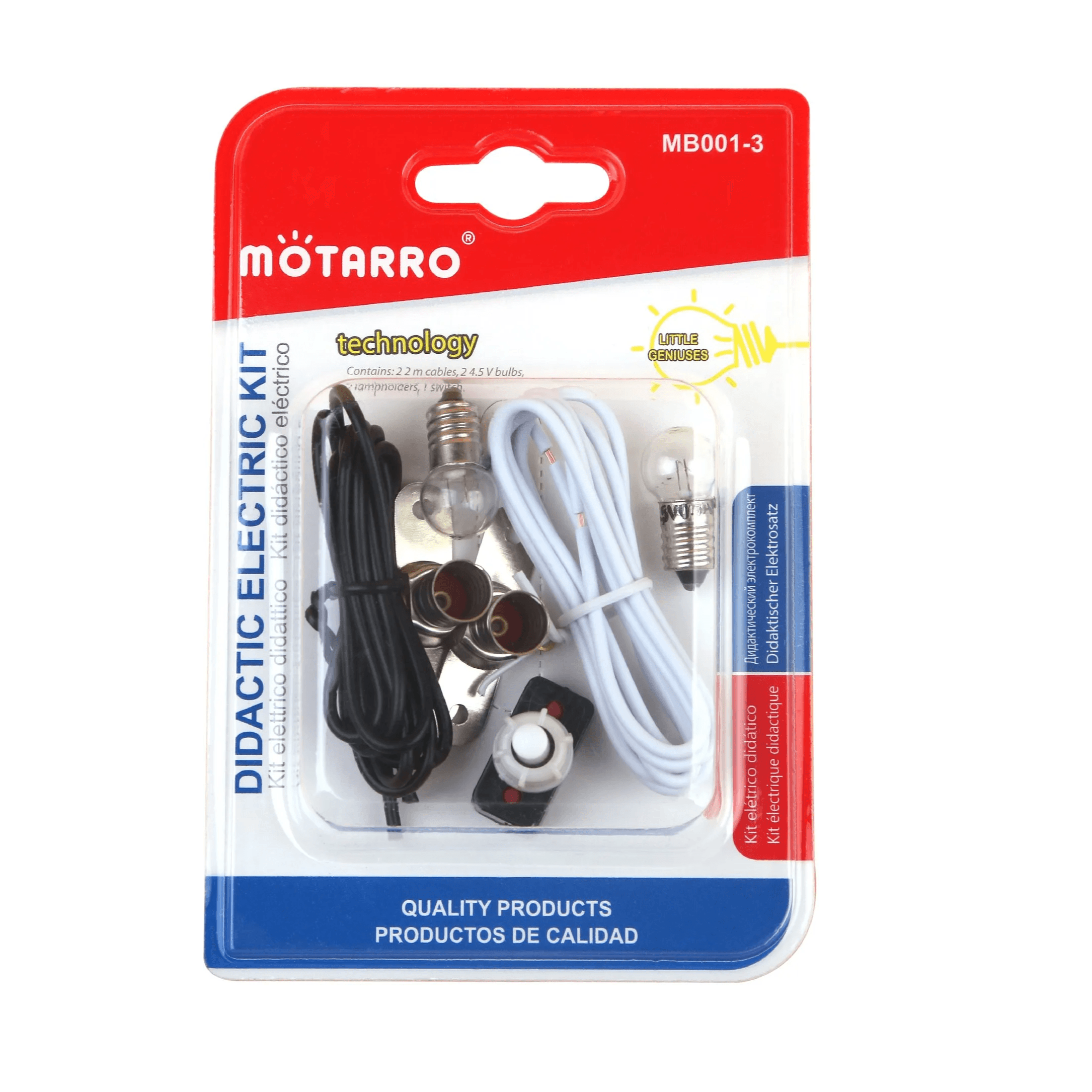 Electric Educational Kit, wire black and 1 white, 2 4.5v bulbs, 2 lamp hold, 1 switch