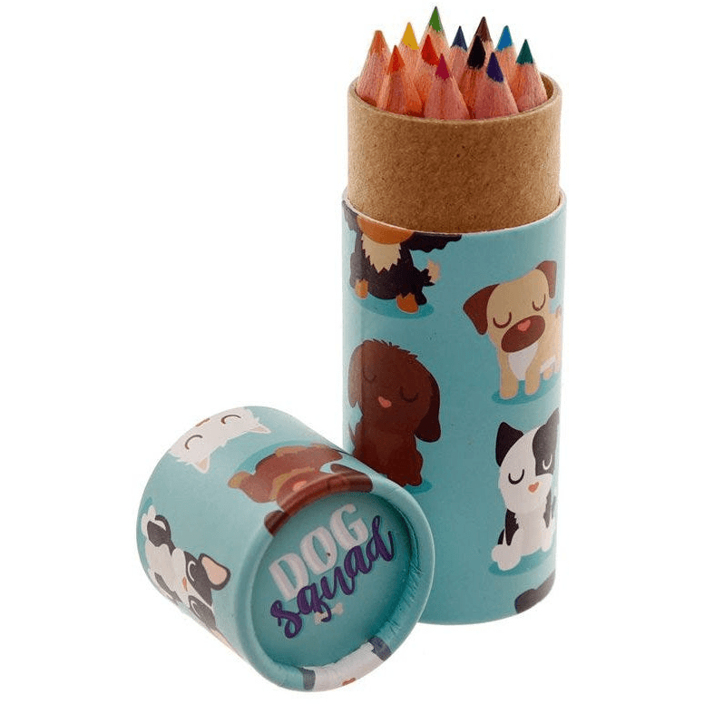 Dog Squad Pencil Pot With 12 Colouring Pencils