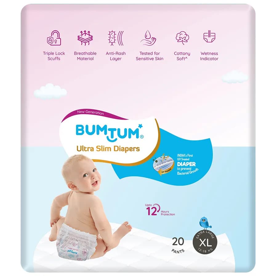 Bumtum UltraSlim Baby Pant Style Diapers Large - Pack of 20 