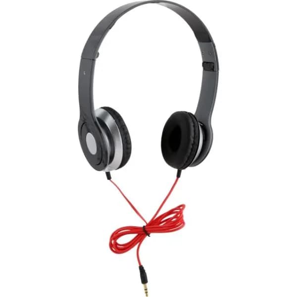 Compact Tri-Fold Design High Definition Single Pin Wired Stereo Headphones - Black