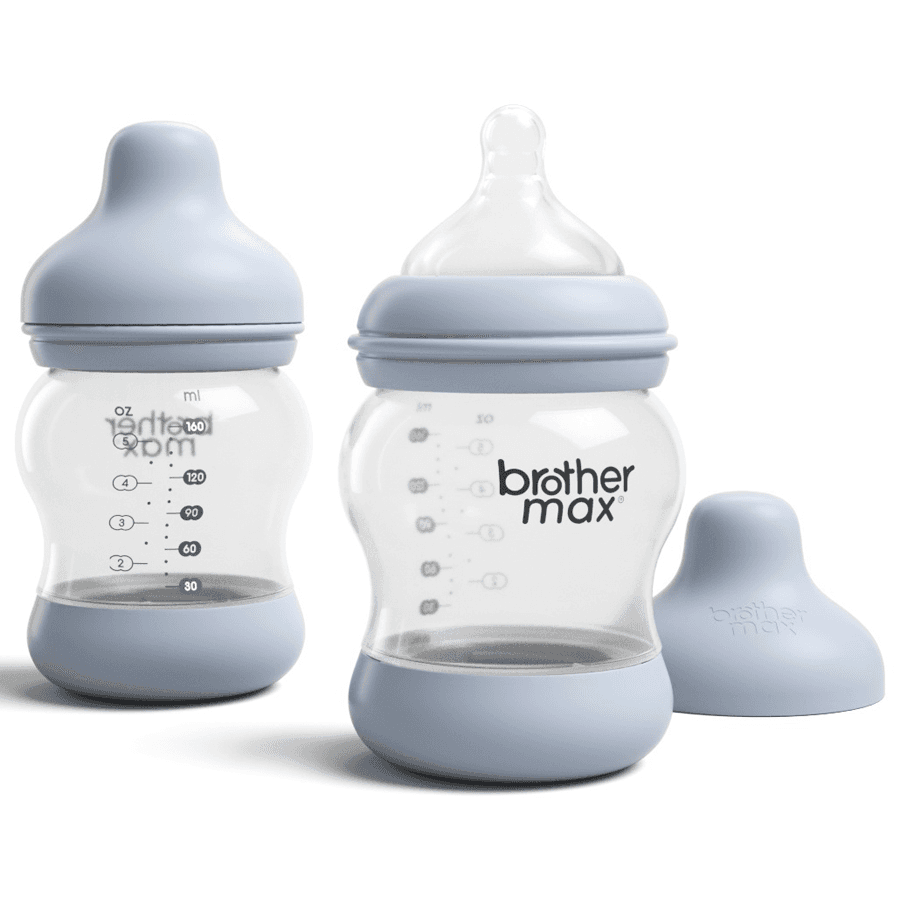 Brother Max Pp Anti-Colic Feeding Bottle 160Ml/5Oz + S Teat - Pack Of 2 (Blue)