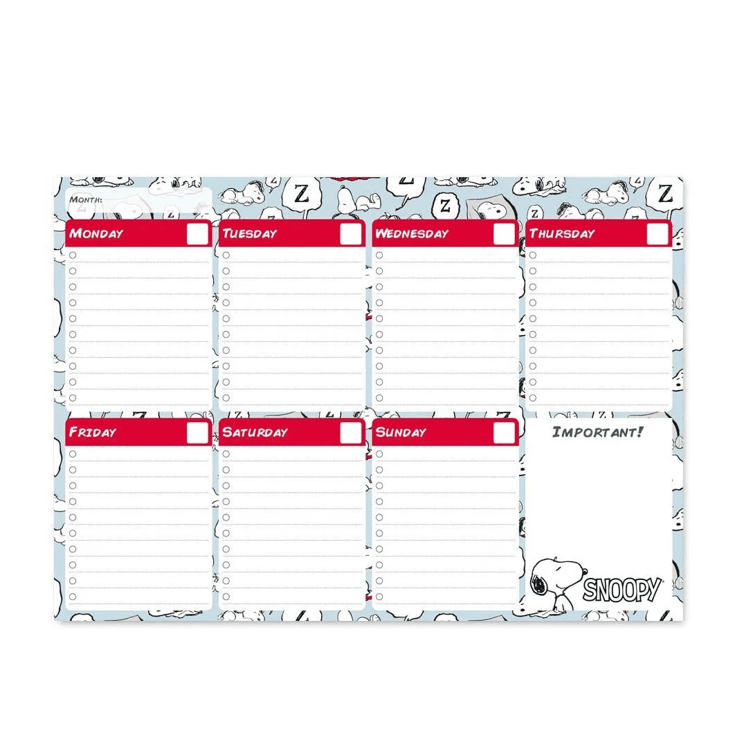 Weekly Planner Notepad A4 Snoopy Rebel With Paws