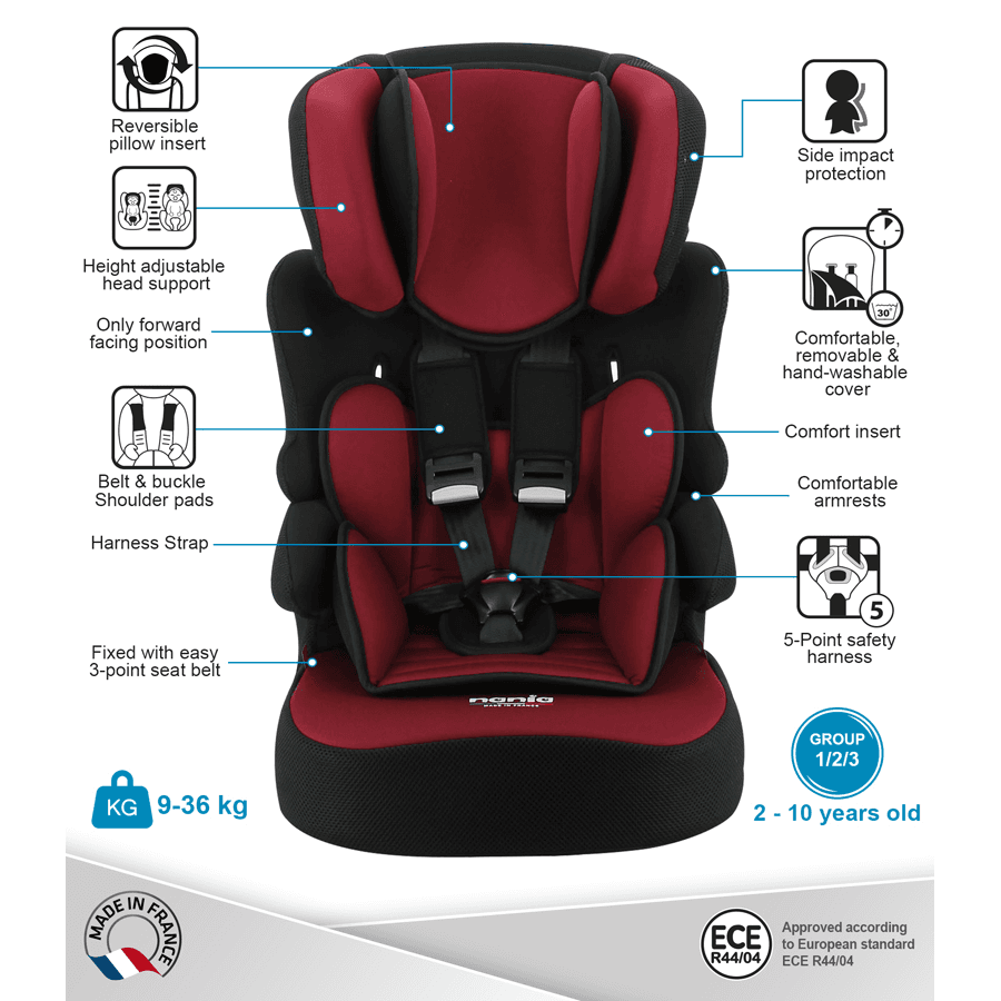 Nania Beline Carseat For Group 1/2/3 (Bordeau)