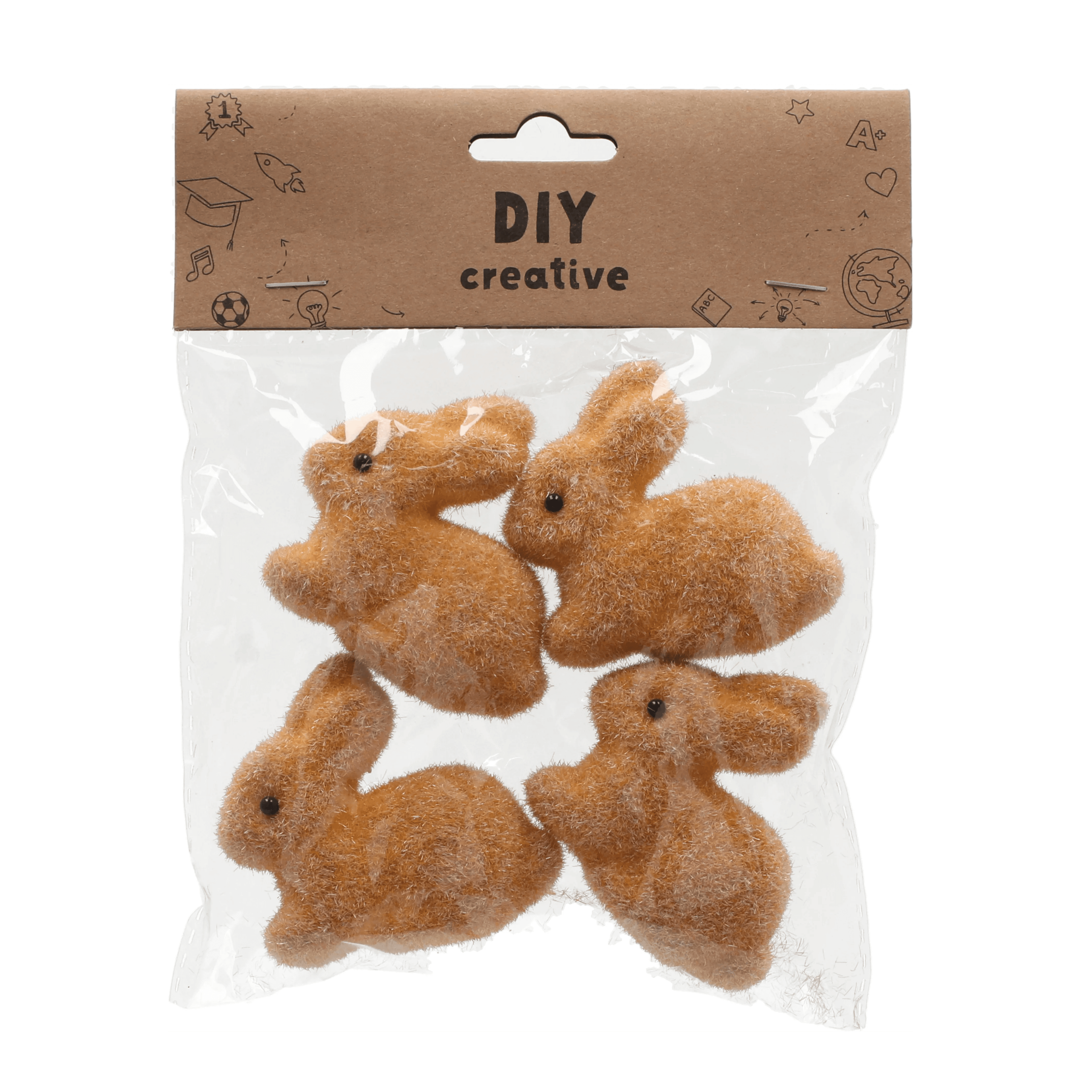 Foam Bunny Shape Set of 4pcs Brown