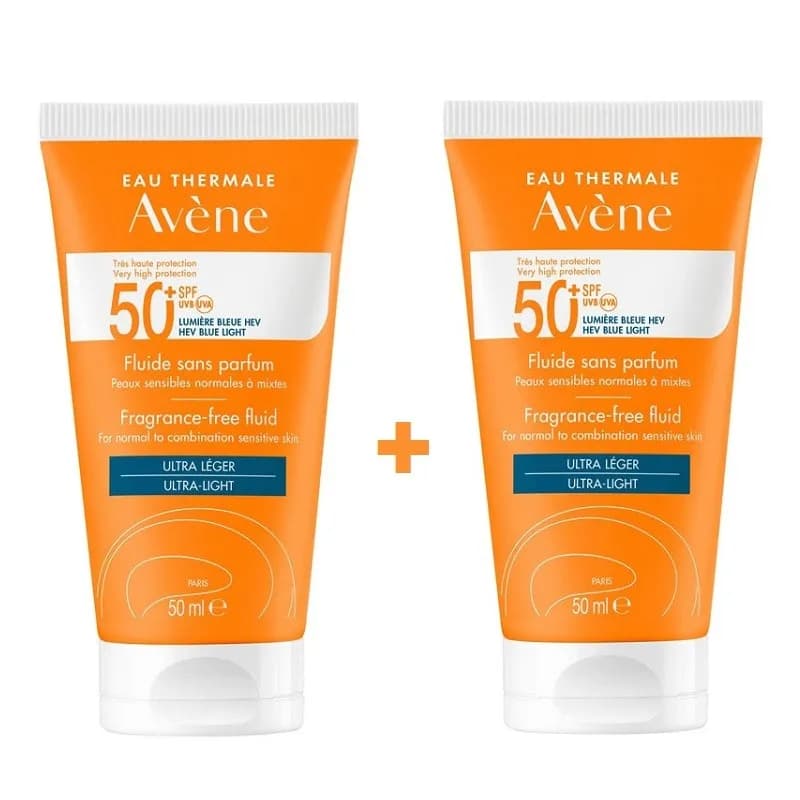 Avene Fluid Sunscreen Without Perfume Spf50+  1+1 Free