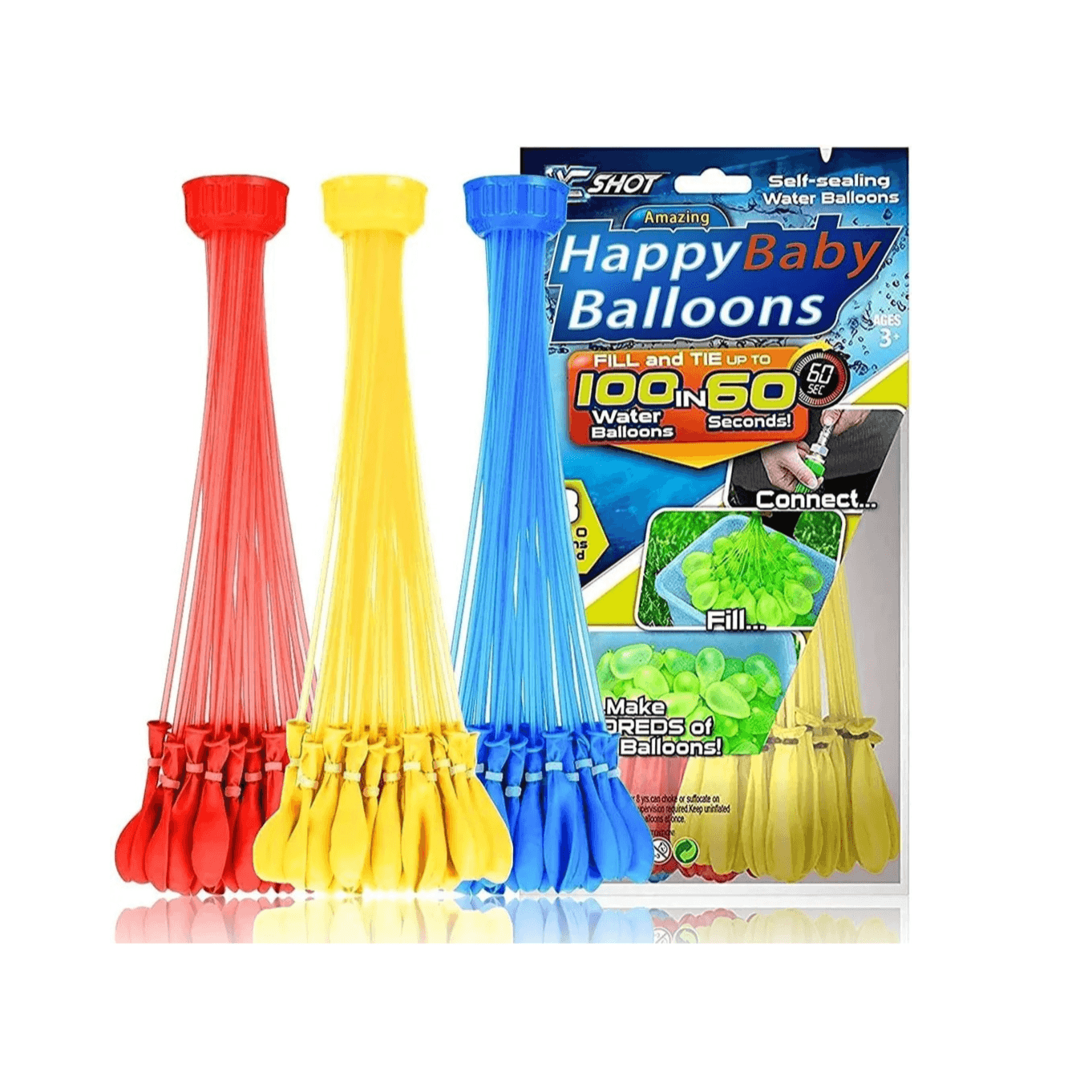111Pcs Happy Baby Fast Fill Water Balloons Automatic Fill And Seal