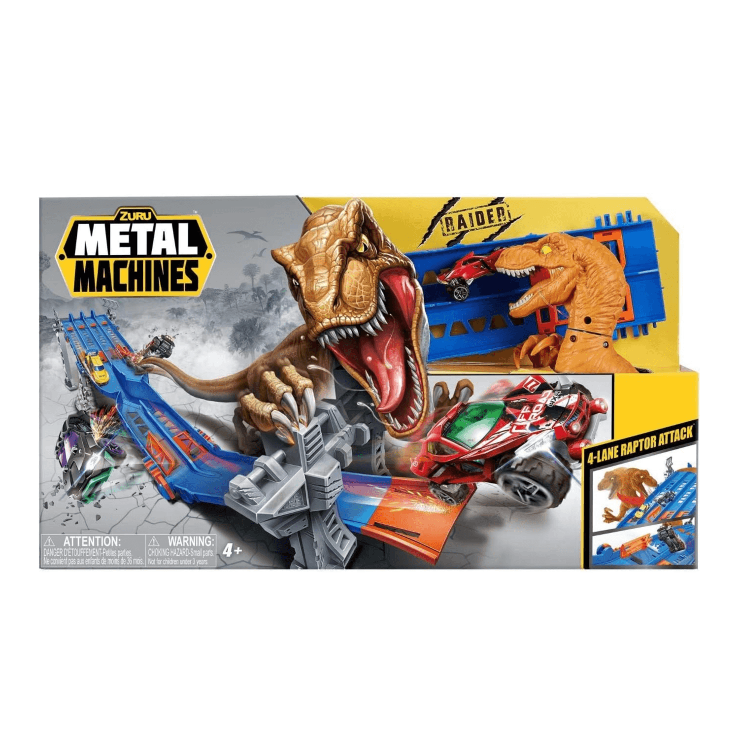 مجموعة لعب Zuru Metal Machines Series 1 4-Lane Madness، كبيرة الحجم، 4 قطع، بدون بطانة داخلية، ألوان قياسية