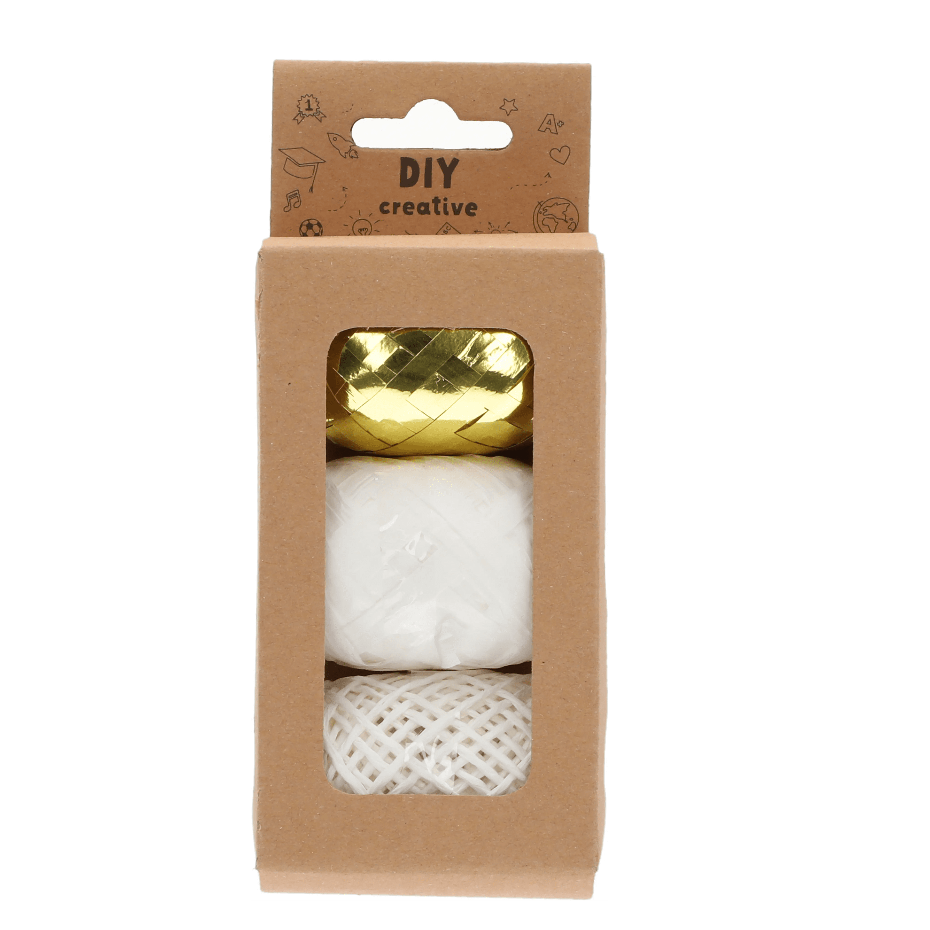 Gift Ribbon Set 3x10m assorted Shape ( Gold, White, Cream )