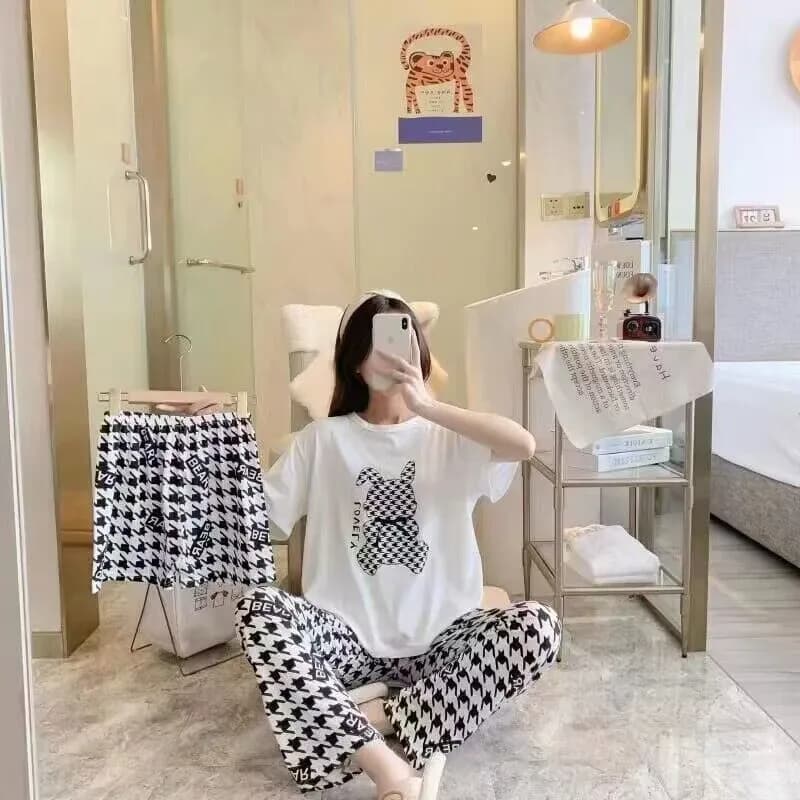 New Arrival Hot Sale 3 Pieces Sets Summer Milk Silk Cartoon Lovely Women'S Pajamas.