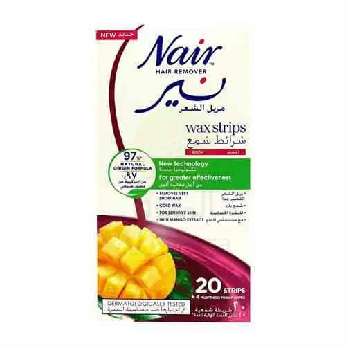 Nair Hair Removal Cold Wax Strips With Mango Extract (20 Cold Wax Strips & 4 Finishing Wipes)