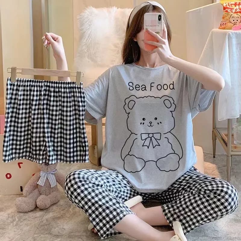 Three-Piece Female Summer High Quality Women'S Pajamas