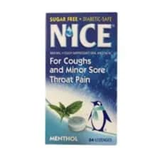 Nice Sugar Free Lozenges For Coughs And Minor Sore Throat Pain, Menthol