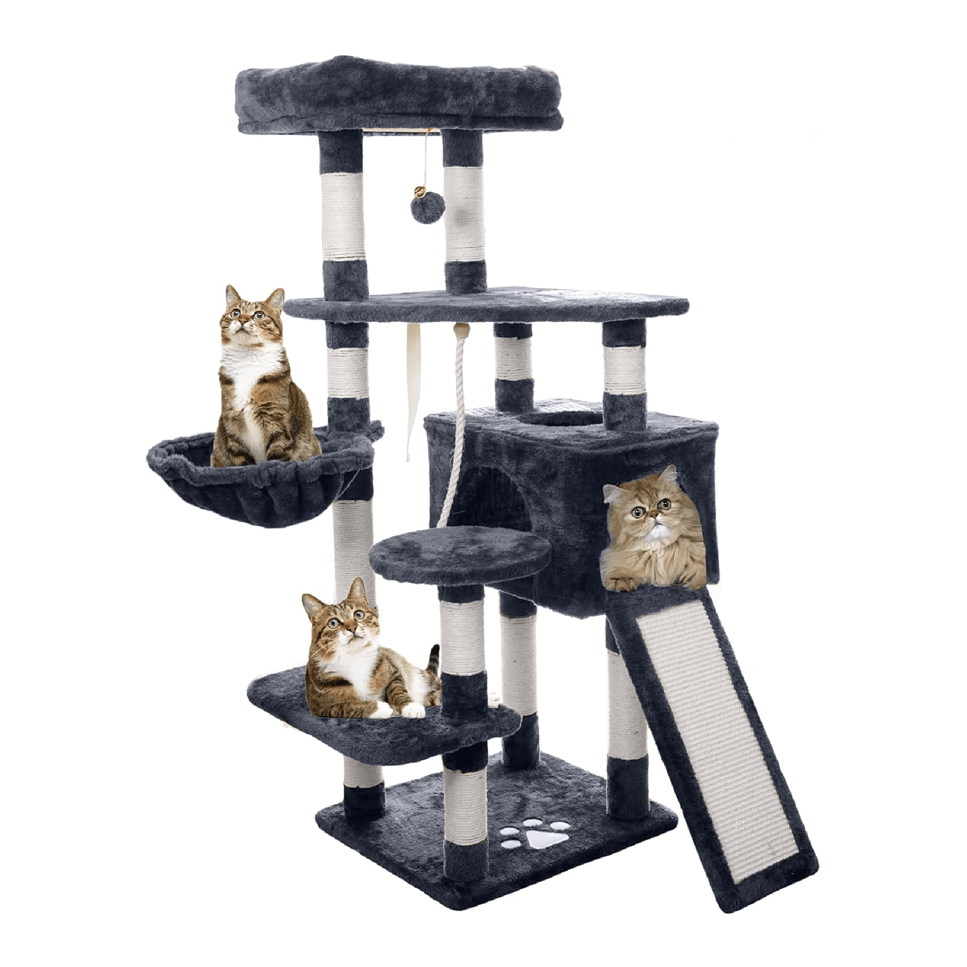 Cat Tree With Scratcher Board 45x45x126 Cm - Light grey