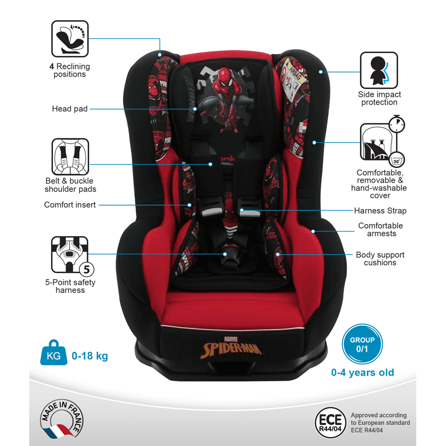 Nania Cosmo Spiderman Power For Group 0/1 (0-18Kg)