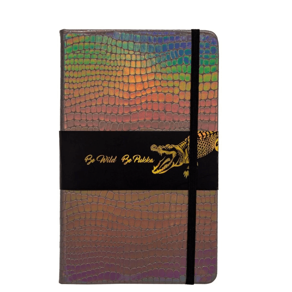 Wild Notepad Crocodile - with inner pocket, page ribbon and elasticated closure