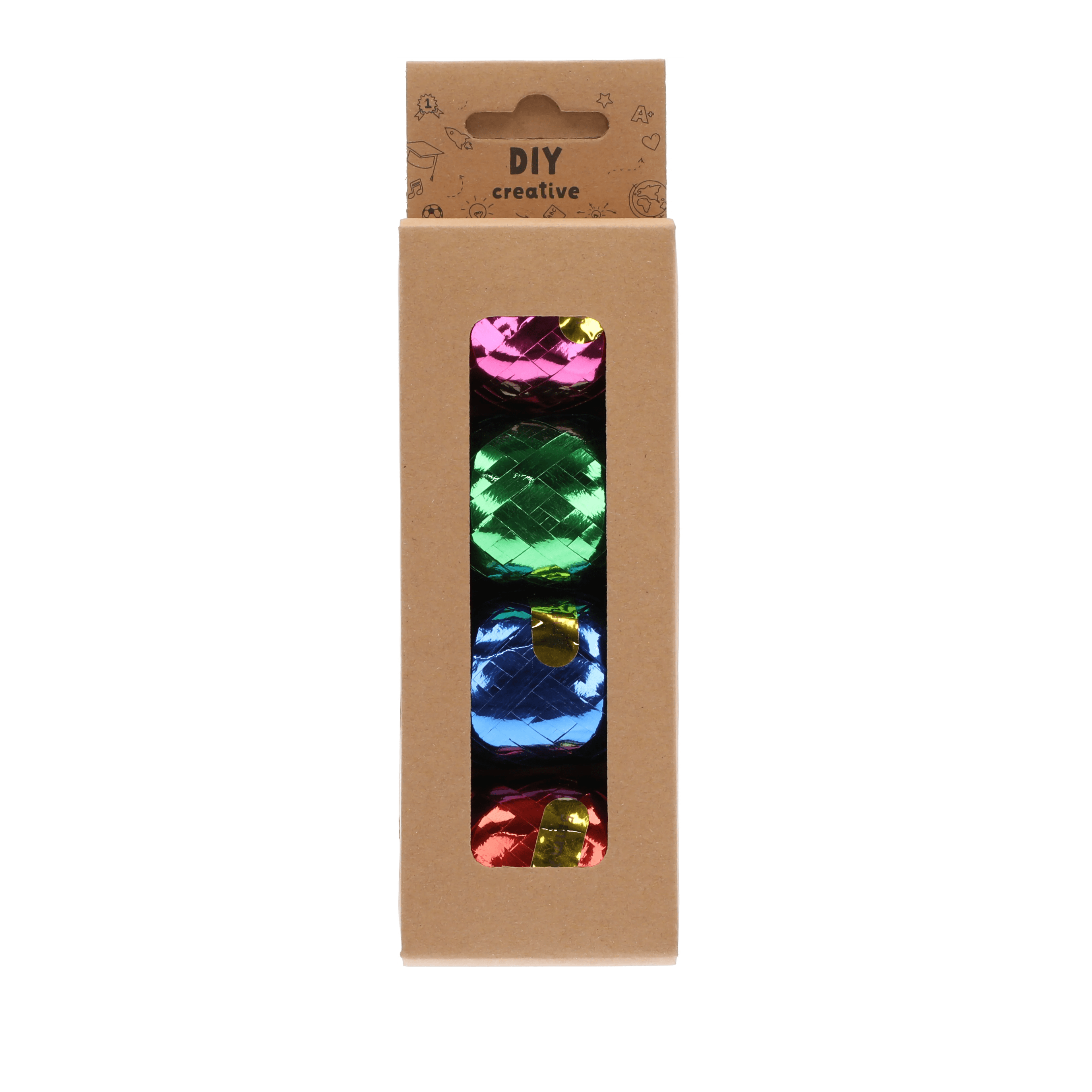 Gift Ribbon Set of 4, 5mm x10m PP ( LIL,GRN, DBU, RED )