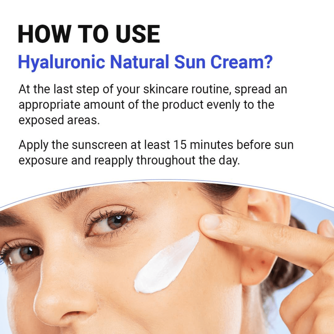 كريم الوقاية الشمسي الطبيعي بحمض الهيالورونيك من إيزنتري، بعامل حماية من الشمس SPF50 وتقييم PA++++، بسعة 50 مل.