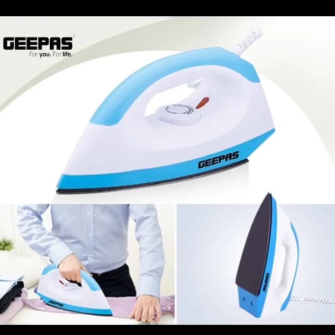 Geepas Gdi7782 Dry Iron With Temperature Control - White And Blue