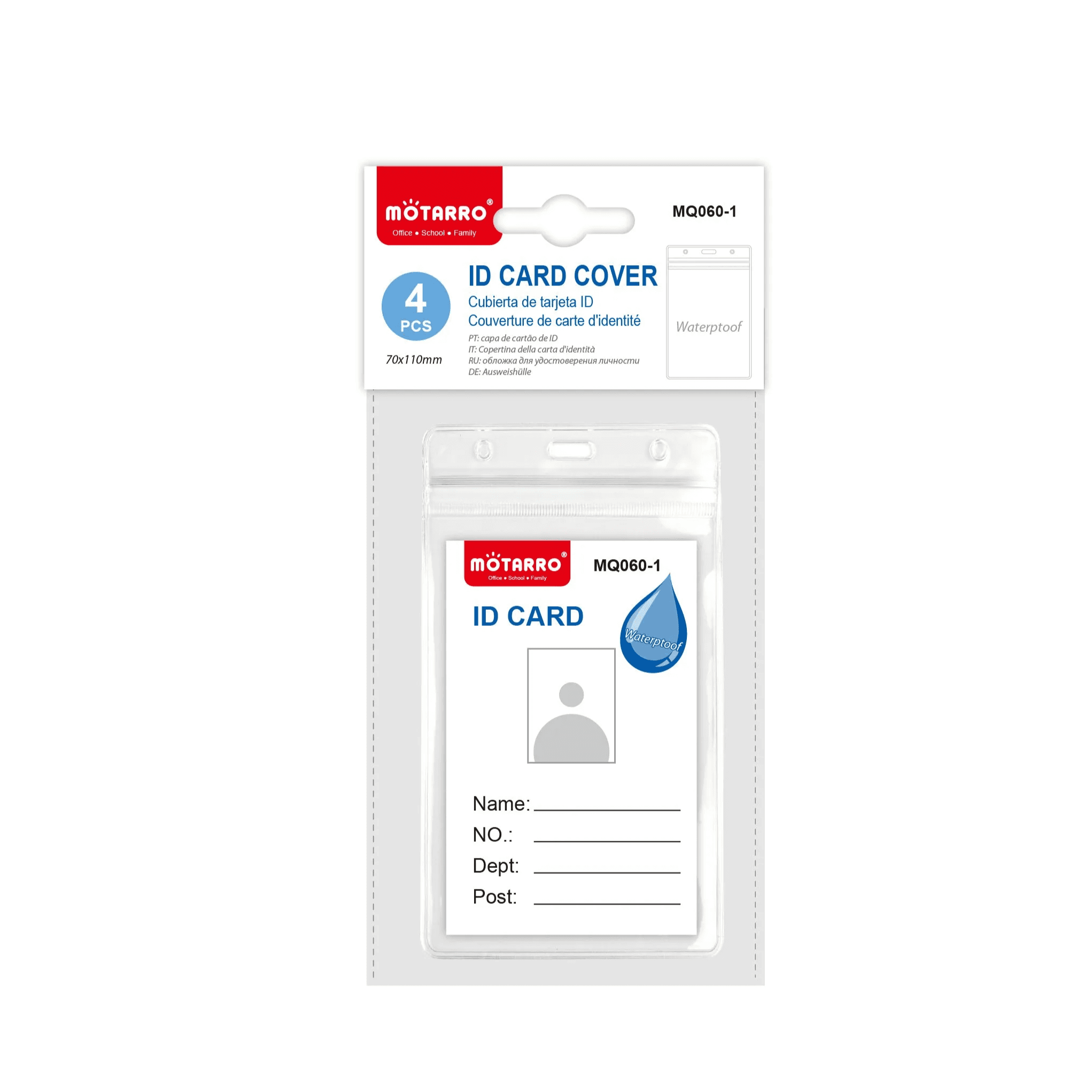 ID Card Holder 70x110mm Vertical Transparent Waterproof  Set of 4pcs     3410