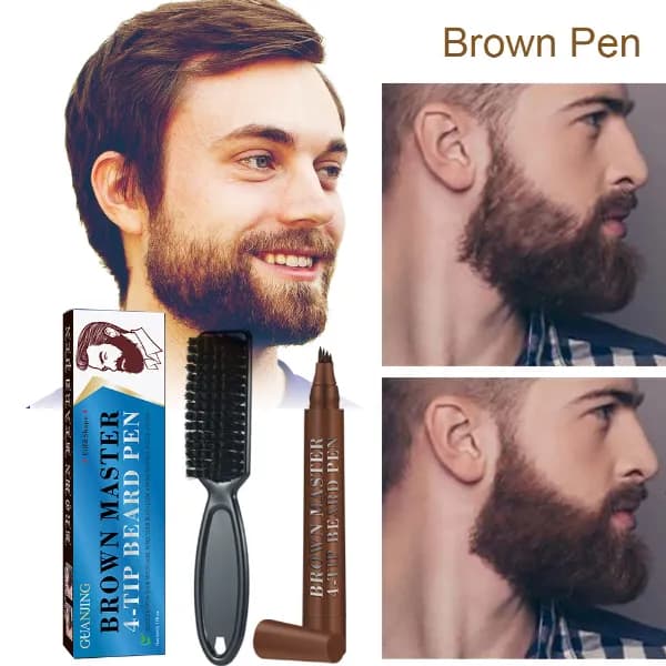 Unisex Waterproof Filler Pen For Beard And Eye Brows - Brown