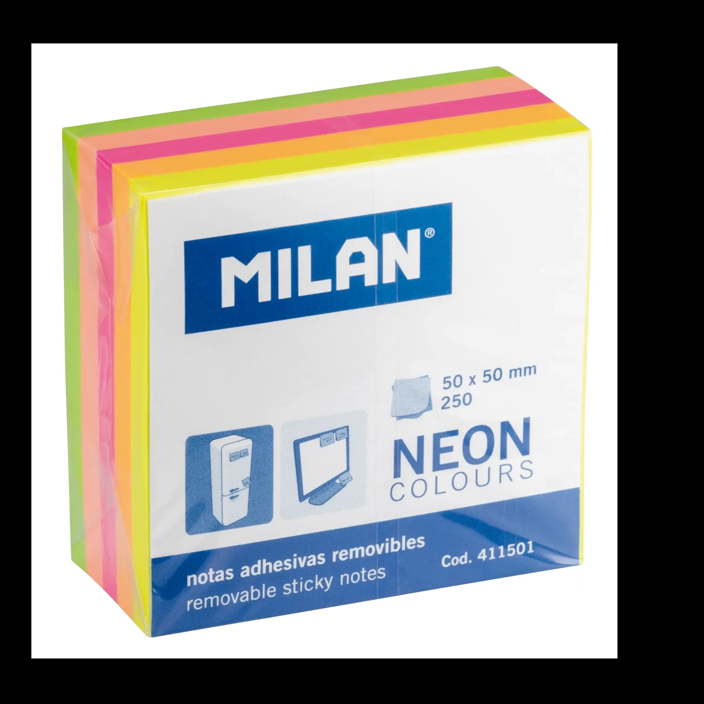 Pad 250 Fluo coloured mini adhesive notes 50 x 50 mm