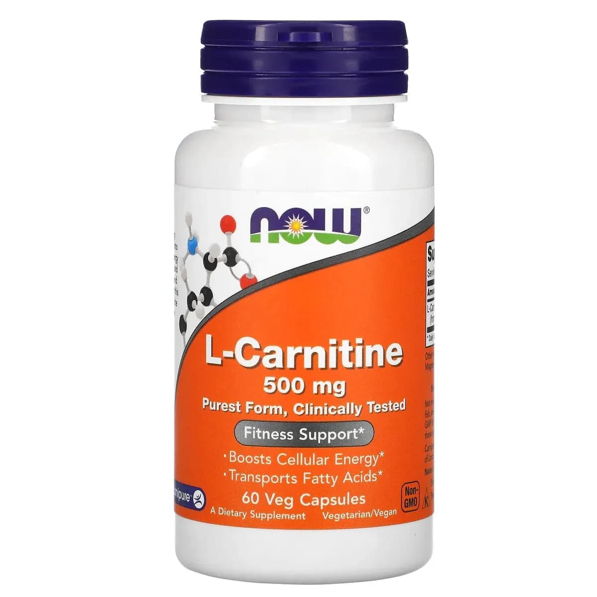 Now L-Carnitine 500 Mg, 60 Capsules