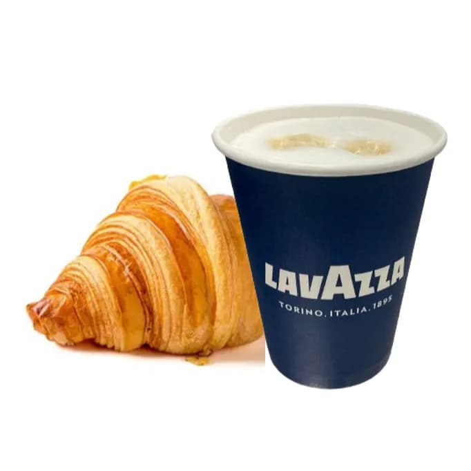 لافاتزا لاتيه ماكياتو 12 أونصة + كرواسون عادي 80 جم (Coffee, Croissant)