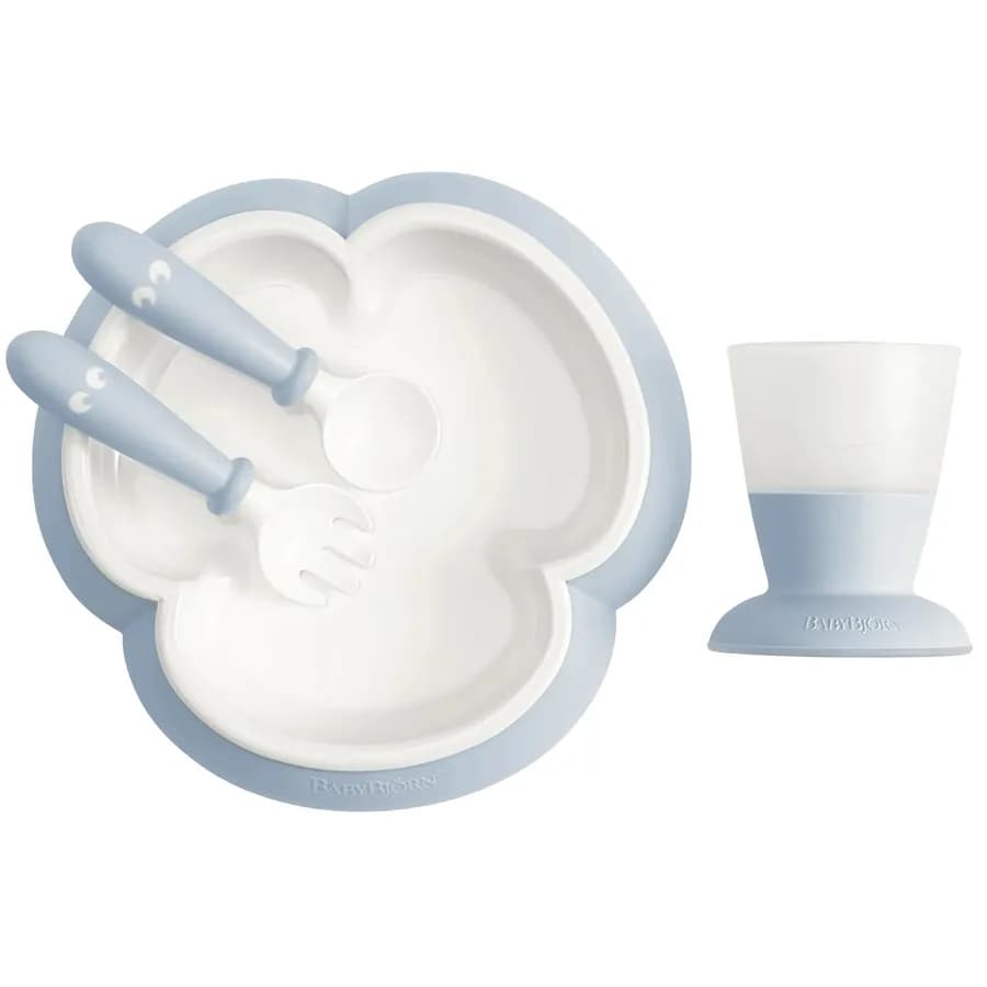 Babybjorn Baby Feeding Set - 4 Pcs (Powder Blue)