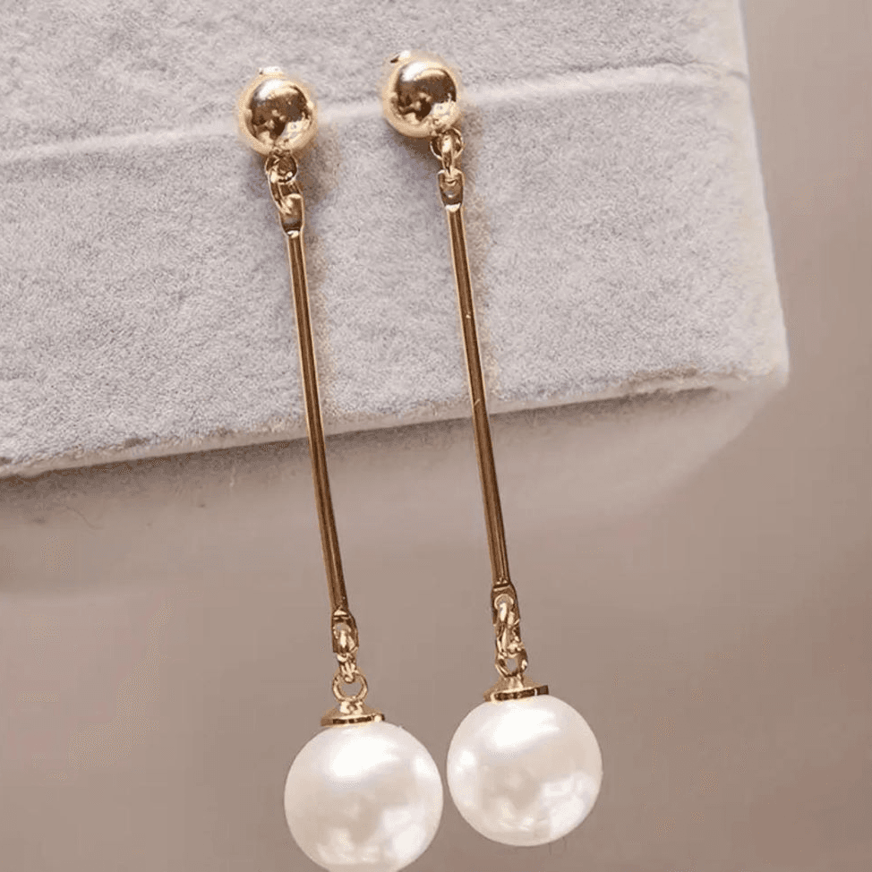 Faux Pearl Long Dangle Earrings