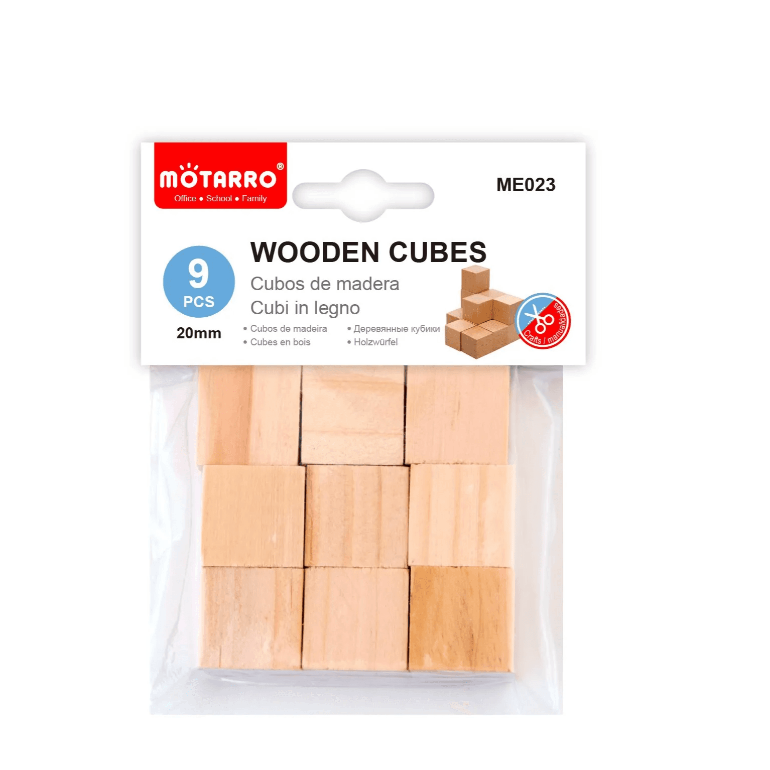 Wooden Cube PVC/2.0cm 9pcs Natural Color