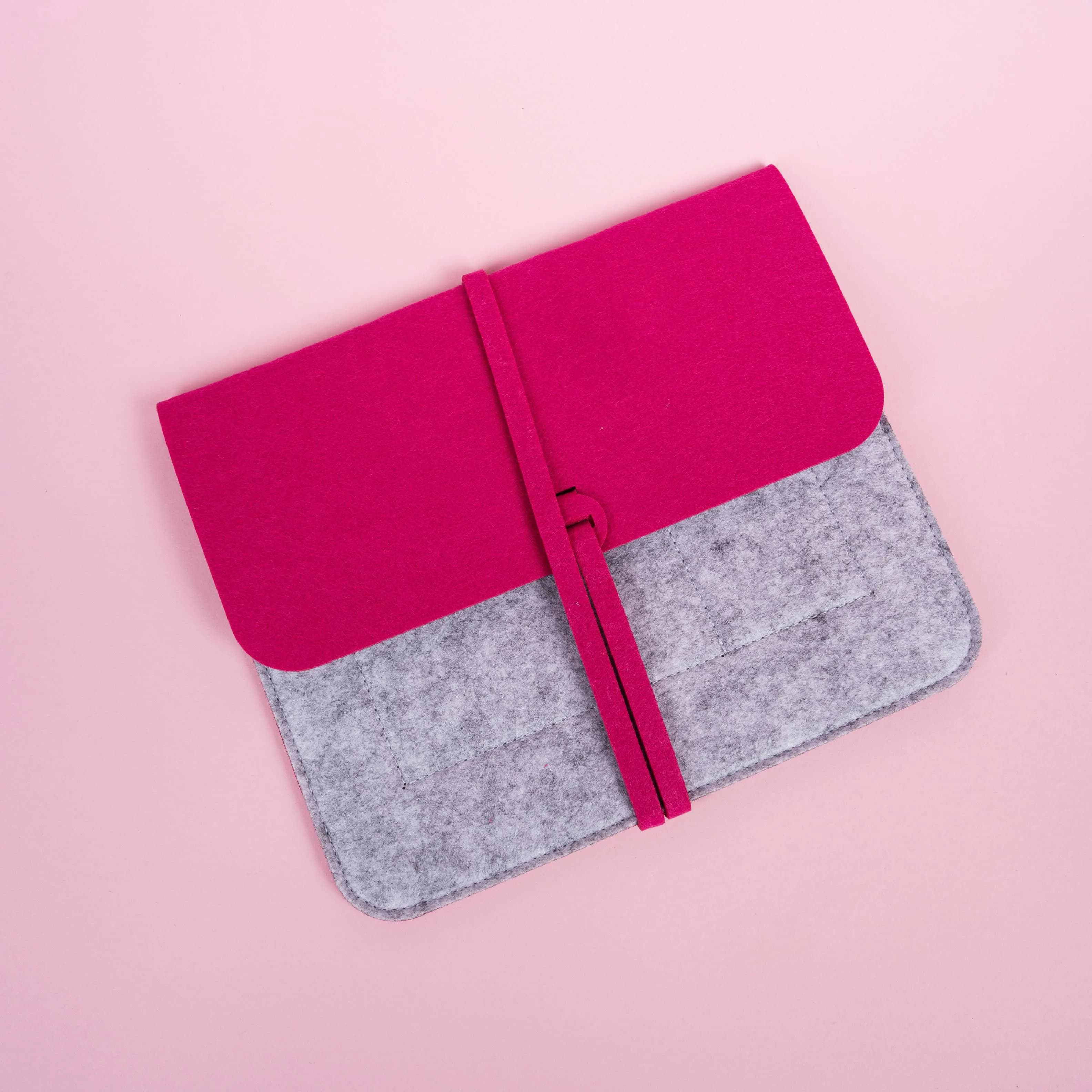 Felt Document Case / Organiser In Gray And Pink (Buy 1 Get 1 Free)