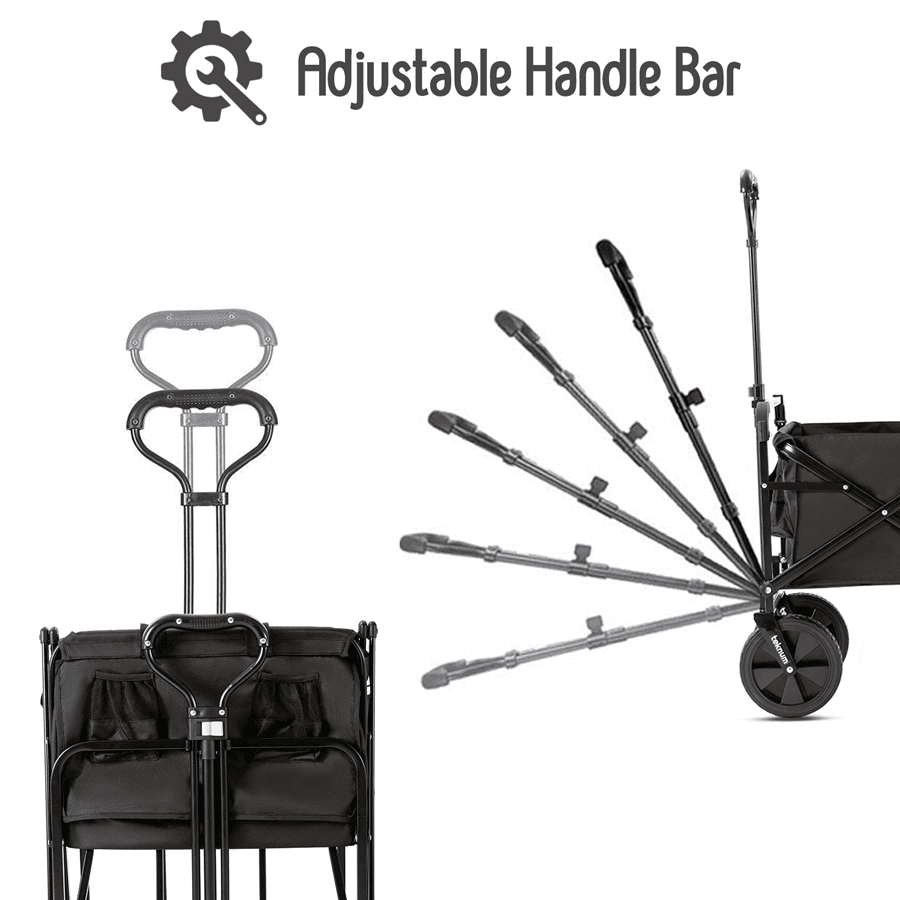 Teknum Folding Wagon Cart W/ Canopy (Black)